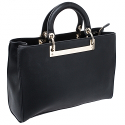 Pre Owned Dkny Black Leather Metal Tote