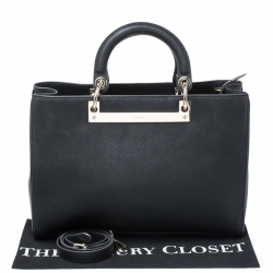 Pre Owned Dkny Black Leather Metal Tote