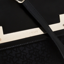 مملوكة مسبقًا Dkny Black Leather Flap Shoulder Bag