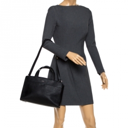 Pre Owned Dkny Black Leather Front Pocket Satchel