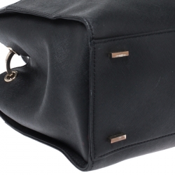 Pre Owned Dkny Black Leather Front Pocket Satchel