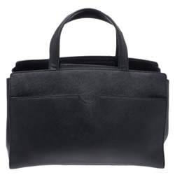 Pre Owned Dkny Black Leather Front Pocket Satchel