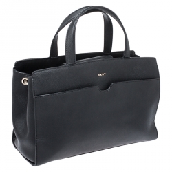 Pre Owned Dkny Black Leather Front Pocket Satchel