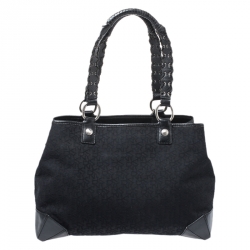 Pre Owned DKNY Black Monogram Fabric Tote