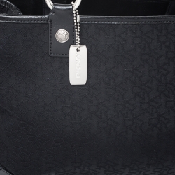 Pre Owned DKNY Black Monogram Fabric Tote