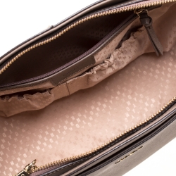 Pre Owned Dkny Taupe Leather Chelsea Top Zip Satchel