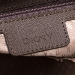 Pre Owned Dkny Taupe Leather Chelsea Top Zip Satchel