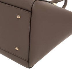 Pre Owned Dkny Taupe Leather Chelsea Top Zip Satchel