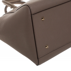 Pre Owned Dkny Taupe Leather Chelsea Top Zip Satchel