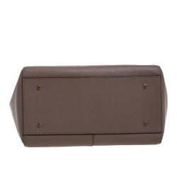 Pre Owned Dkny Taupe Leather Chelsea Top Zip Satchel