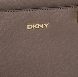 Pre Owned Dkny Taupe Leather Chelsea Top Zip Satchel