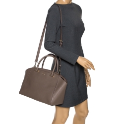 Pre Owned Dkny Taupe Leather Chelsea Top Zip Satchel