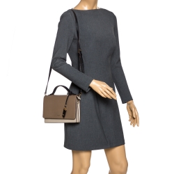 Pre Owned DKNY Tricolor Leather Flap Top Handle Bag