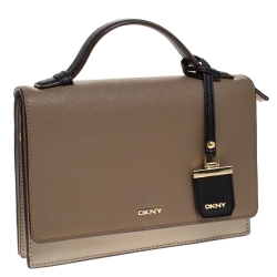 Pre Owned DKNY Tricolor Leather Flap Top Handle Bag