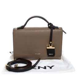 Pre Owned DKNY Tricolor Leather Flap Top Handle Bag