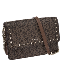 مملوكة مسبقًا حقيبة كروس دي كي أن واي كانفاس مقوي شهير بنية