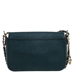Pre Owned DKNY Green Leather Bryant Flap Crossbody Bag