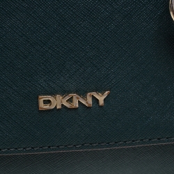 Pre Owned DKNY Green Leather Bryant Flap Crossbody Bag