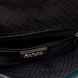 Pre Owned DKNY Green Leather Bryant Flap Crossbody Bag