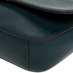 Pre Owned DKNY Green Leather Bryant Flap Crossbody Bag