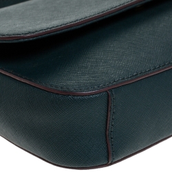 Pre Owned DKNY Green Leather Bryant Flap Crossbody Bag