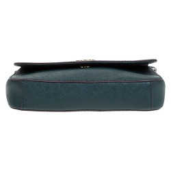 Pre Owned DKNY Green Leather Bryant Flap Crossbody Bag