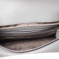 Pre Owned Dkny Grey Leather Flap Shoulder Bag