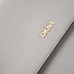 Pre Owned Dkny Grey Leather Flap Shoulder Bag
