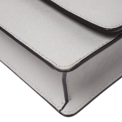 Pre Owned Dkny Grey Leather Flap Shoulder Bag