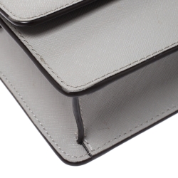 Pre Owned Dkny Grey Leather Flap Shoulder Bag