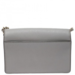 Pre Owned Dkny Grey Leather Flap Shoulder Bag