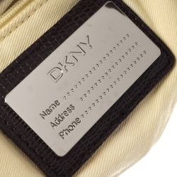 Pre Owned DKNY Brown Signature Canvas and Lizard Embossed Leather Shoulder Bag