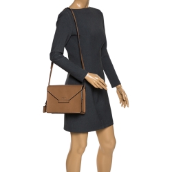 Pre Owned Dkny Brown Leather Flap Crossbody Bag