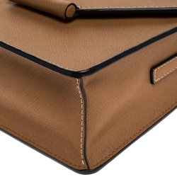 Pre Owned Dkny Brown Leather Flap Crossbody Bag