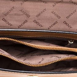 Pre Owned Dkny Brown Leather Flap Crossbody Bag