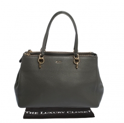 Pre Owned Dkny Grey Leather Double Zip Tote