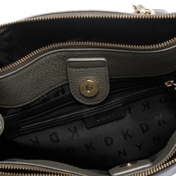 Pre Owned Dkny Grey Leather Double Zip Tote