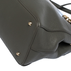 Pre Owned Dkny Grey Leather Double Zip Tote