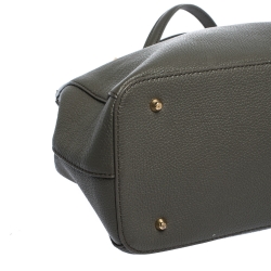 Pre Owned Dkny Grey Leather Double Zip Tote