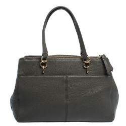 Pre Owned Dkny Grey Leather Double Zip Tote