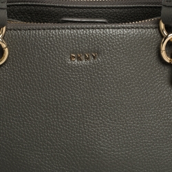 Pre Owned Dkny Grey Leather Double Zip Tote