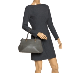 Pre Owned Dkny Grey Leather Double Zip Tote