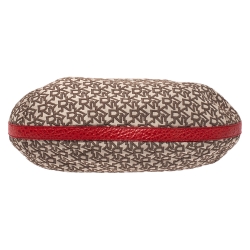 Pre Owned Dkny Beige/Orange Signature Canvas and Leather Hobo