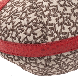 Pre Owned Dkny Beige/Orange Signature Canvas and Leather Hobo