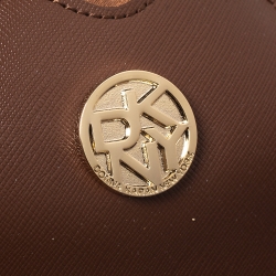 Pre Owned Dkny Beige/Orange Signature Canvas and Leather Hobo