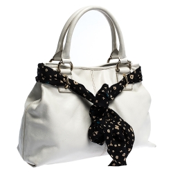 Pre Owned Dkny White Leather Double Handle Tote