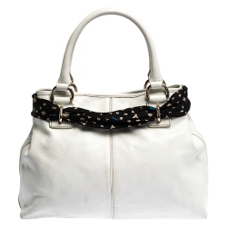 Pre Owned Dkny White Leather Double Handle Tote