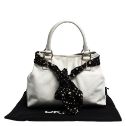Pre Owned Dkny White Leather Double Handle Tote