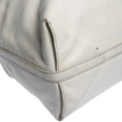 Pre Owned Dkny White Leather Double Handle Tote