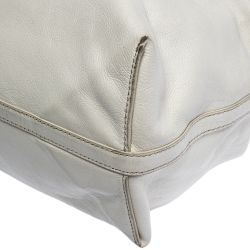 Pre Owned Dkny White Leather Double Handle Tote